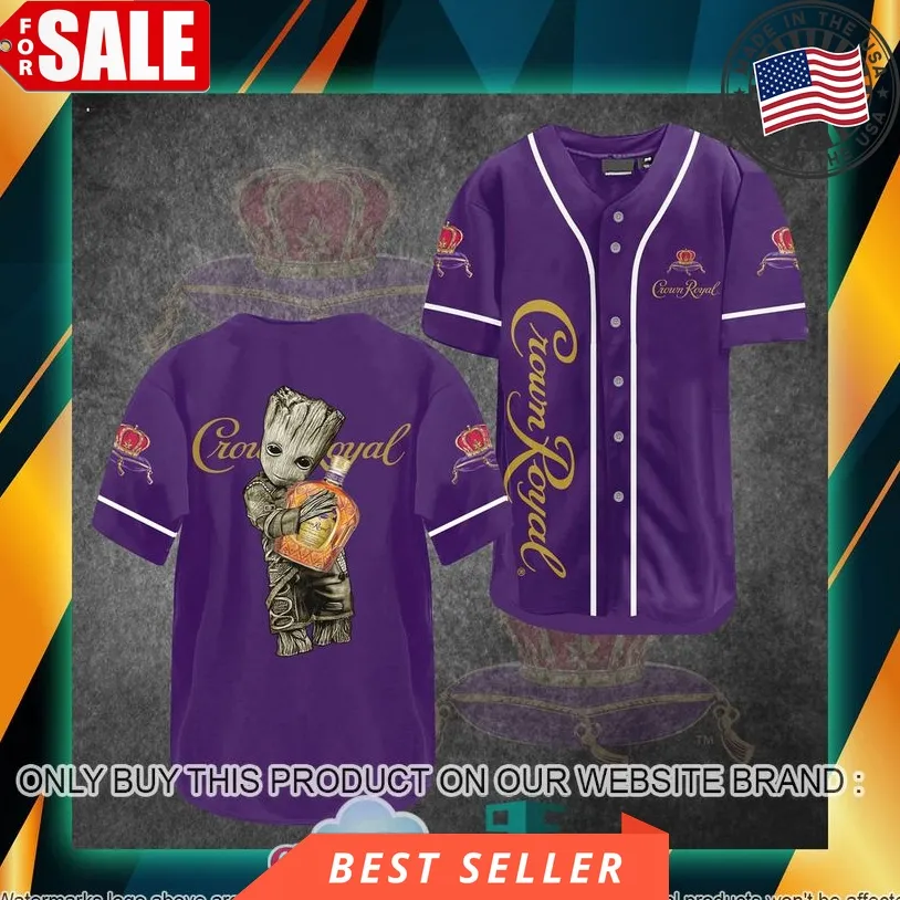 Groot Hug Crown Royal Purple Baseball Jersey