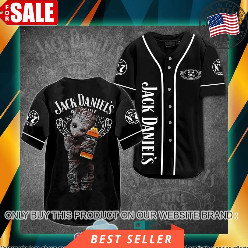 Groot Hug Jack Daniels Black Baseball Jersey