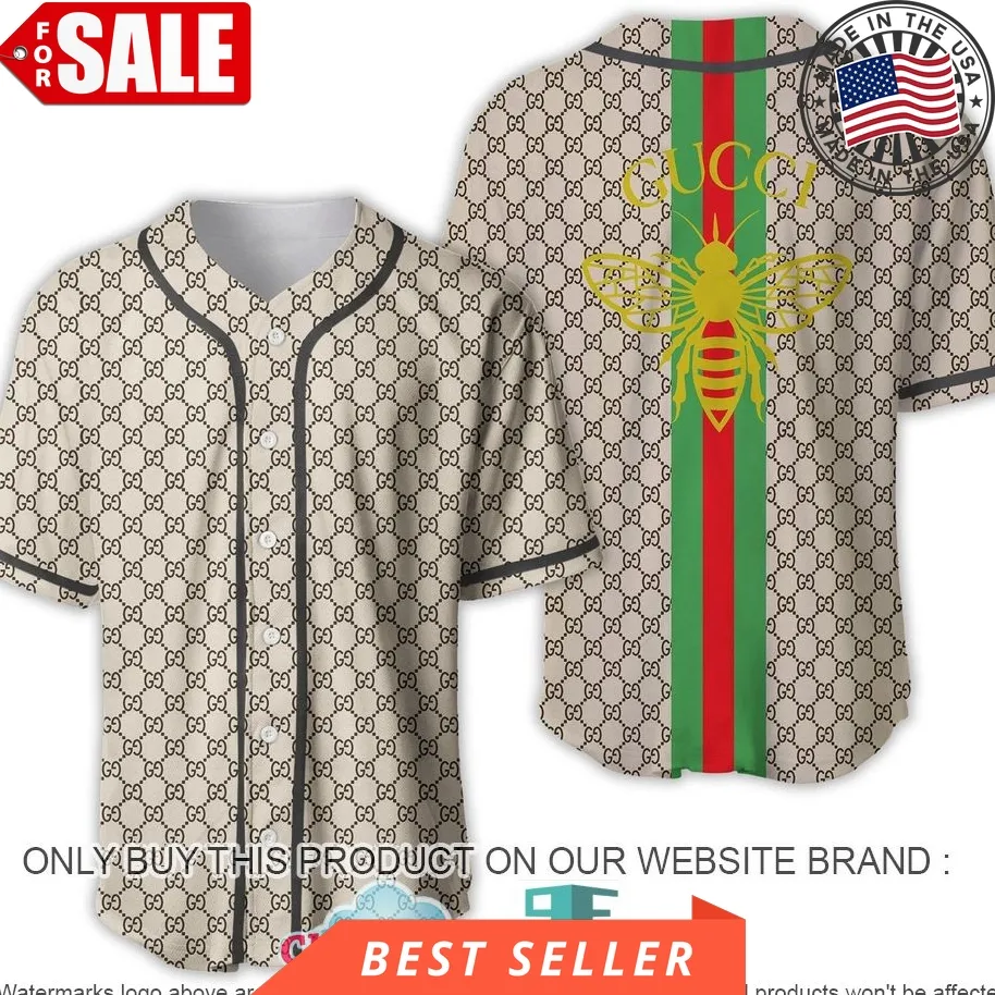 Gucci Bee White Baseball Jersey Shirt