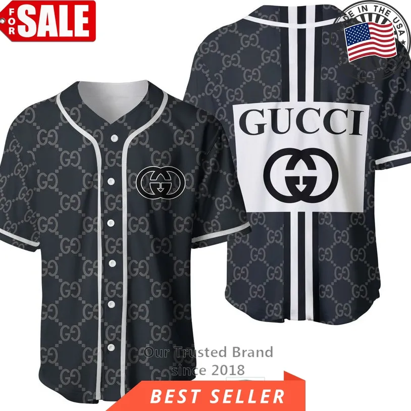 Gucci Blue Pattern Baseball Jersey