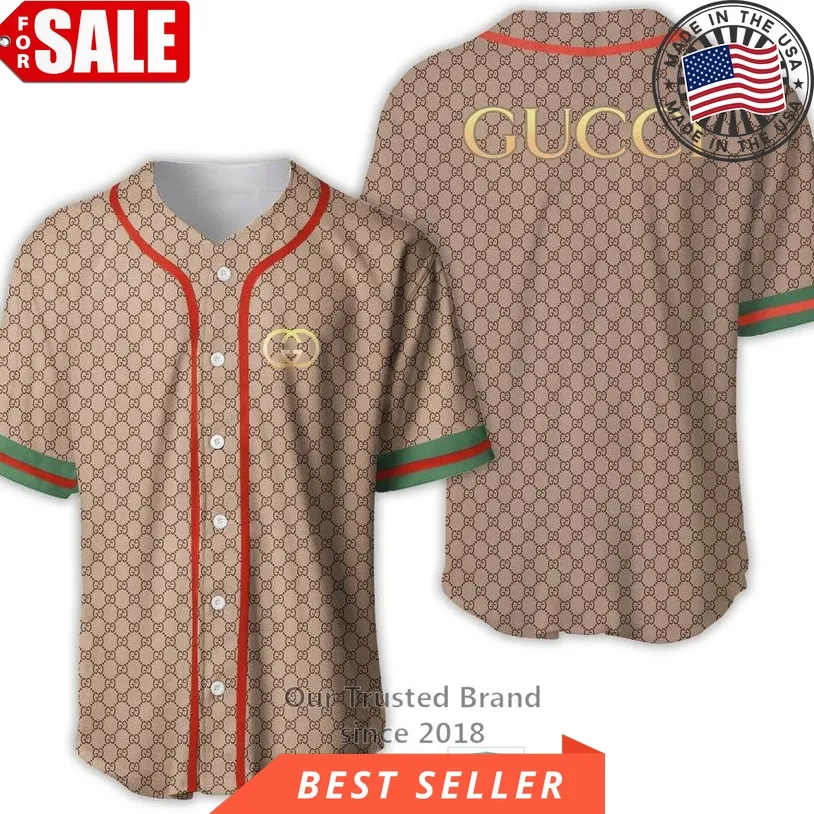 Gucci Brown Pattern Baseball Jersey