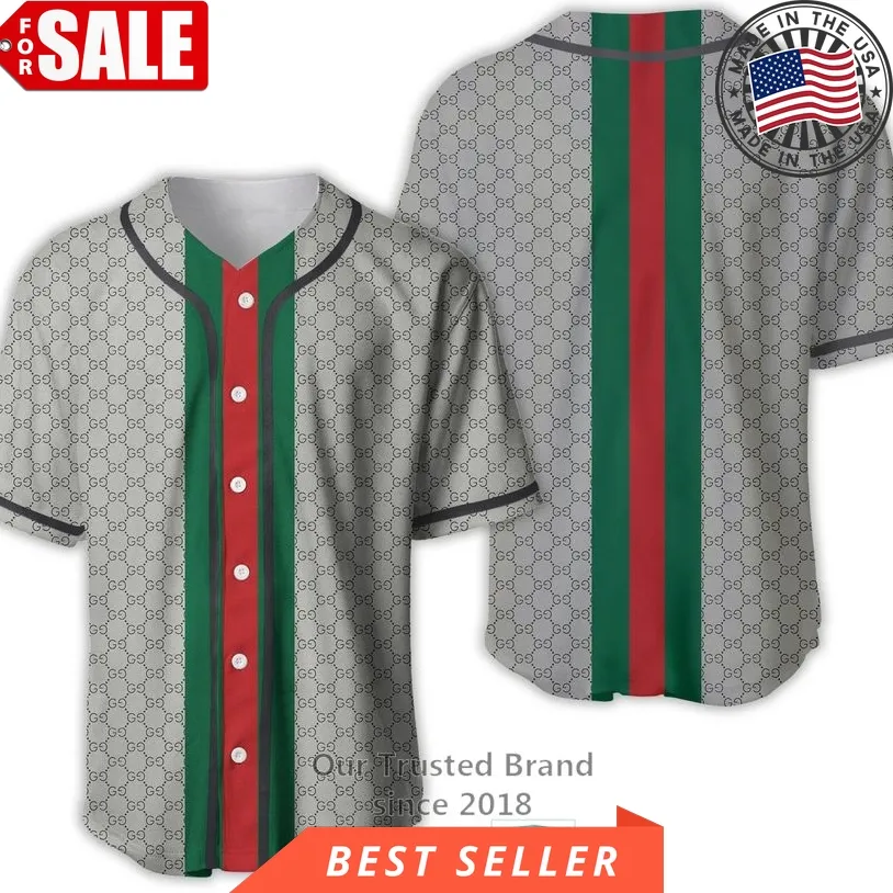 Gucci Color Grey Pattern Baseball Jersey