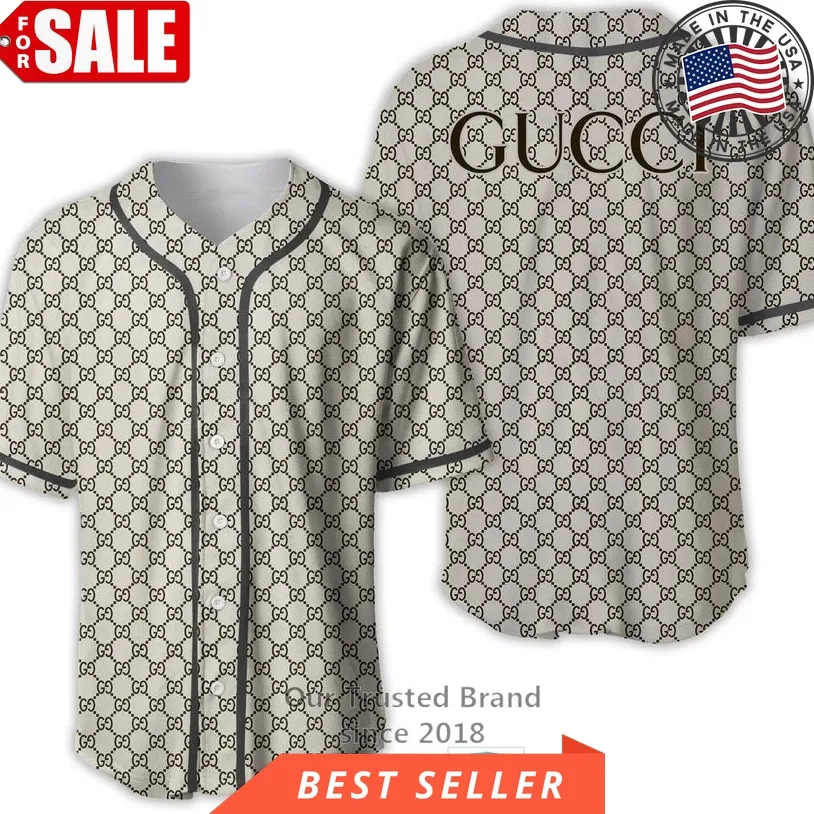 Gucci Gc White Pattern Baseball Jersey