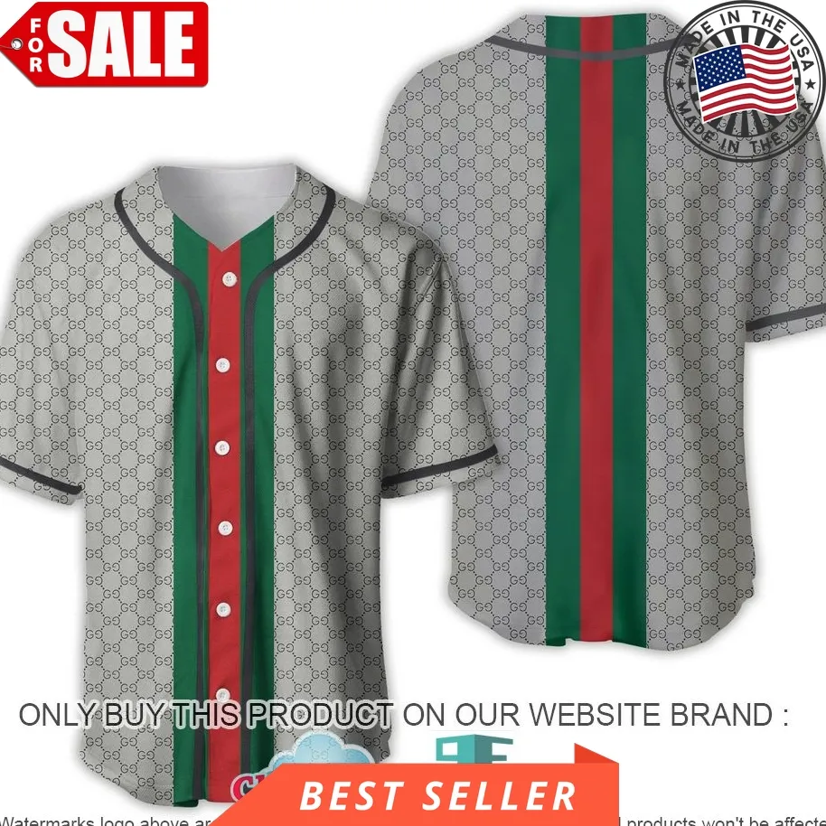 Gucci Grey Stripes Baseball Jersey Shirt
