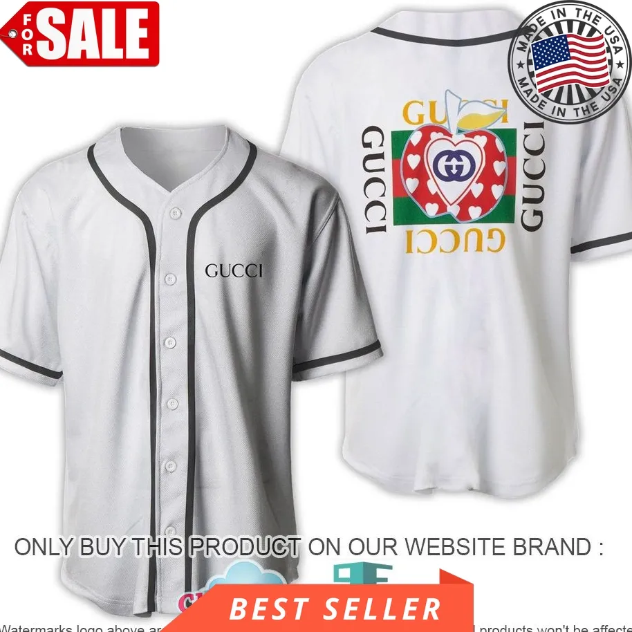 Gucci Heart White Baseball Jersey Shirt