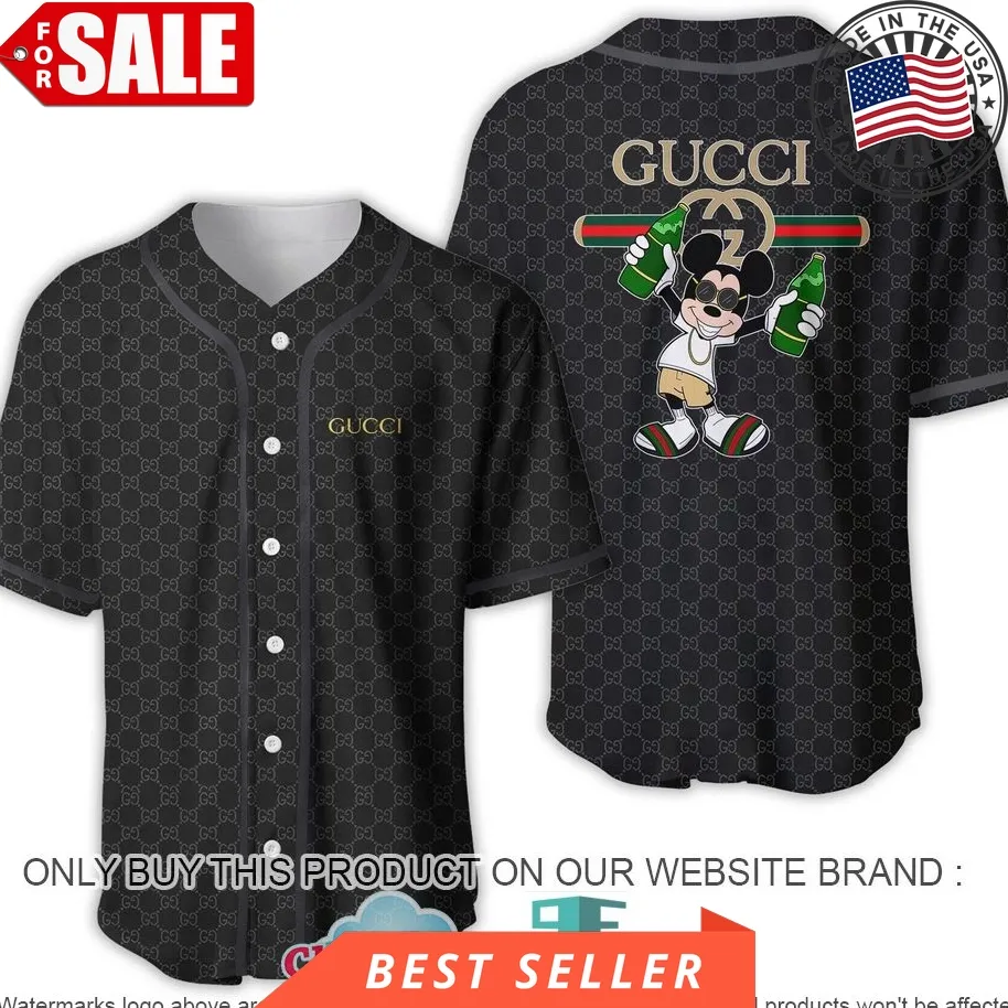 Gucci Mickey Mouse Drinks Baseball Jersey Shirt