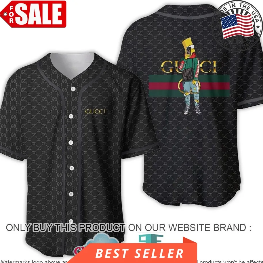 Gucci The Simpsons Black Baseball Jersey Shirt