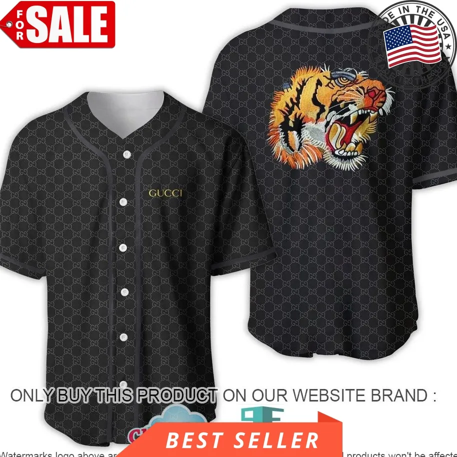 Gucci Tiger Black Baseball Jersey Shirt