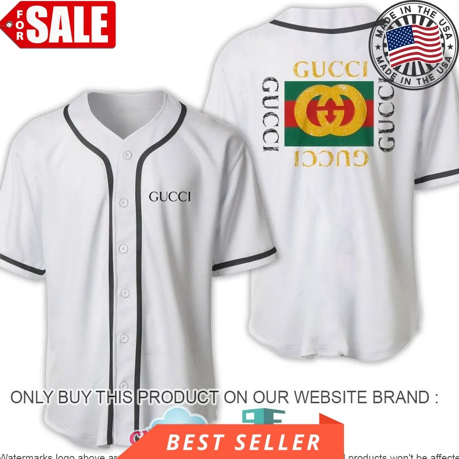 Gucci White Baseball Jersey Shirt
