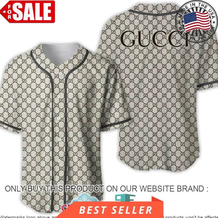 Gucci White Pattern Baseball Jersey Shirt