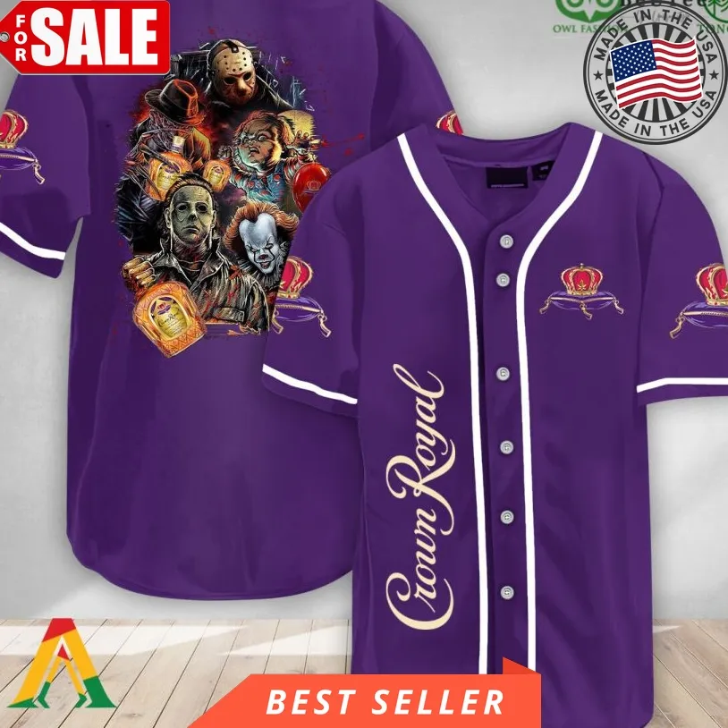Halloween Horror Characters Crown Royal Baseball Jersey Shirt