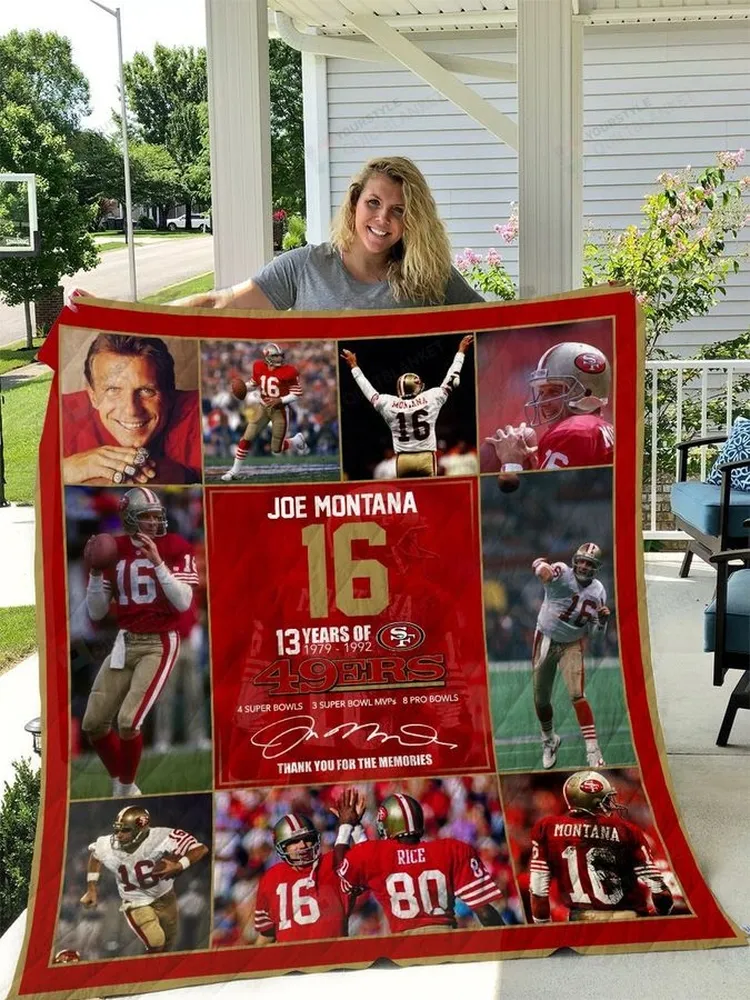 13 Years Of Joe Montana San Francisco 49Ers Quilt Blanket Great Customized Blanket Gifts For Birthday Christmas Thanksgiving