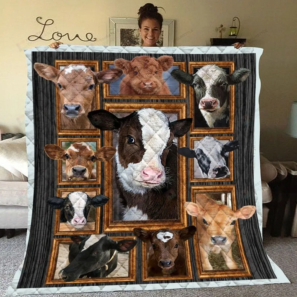 3D Cows Quilt Great Customized Gifts For Birthday Christmas Thanksgiving Perfect Gifts For Cow Lover