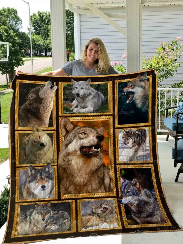 3D Wolf Picture Collection Quilt Blanket Great Customized Blanket Gifts For Birthday Christmas Thanksgiving