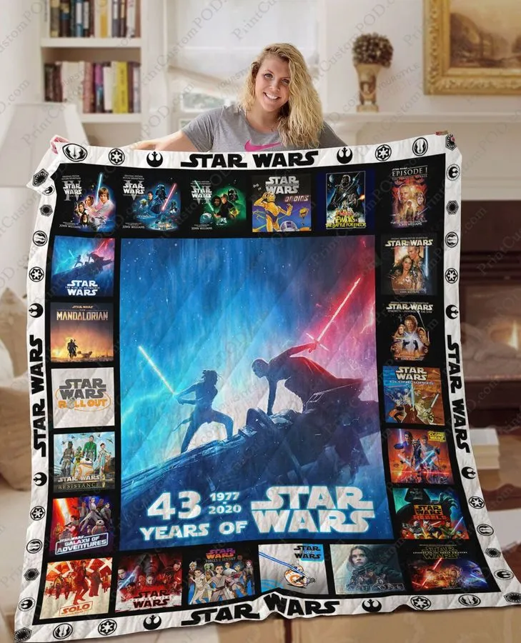 43 Year Of Star Wars 1977  2020 Anniversary Quilt Blanket For Birthday Christmas