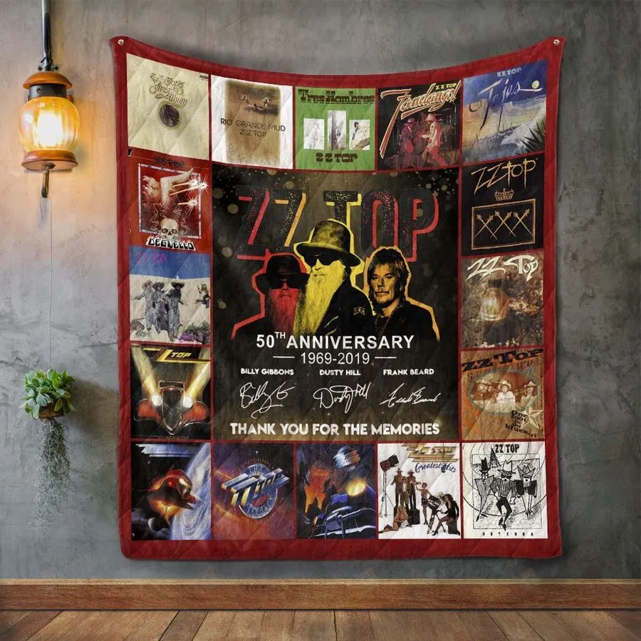50 Years Of Zz Top Thank You For The Memories Quilt Blanket