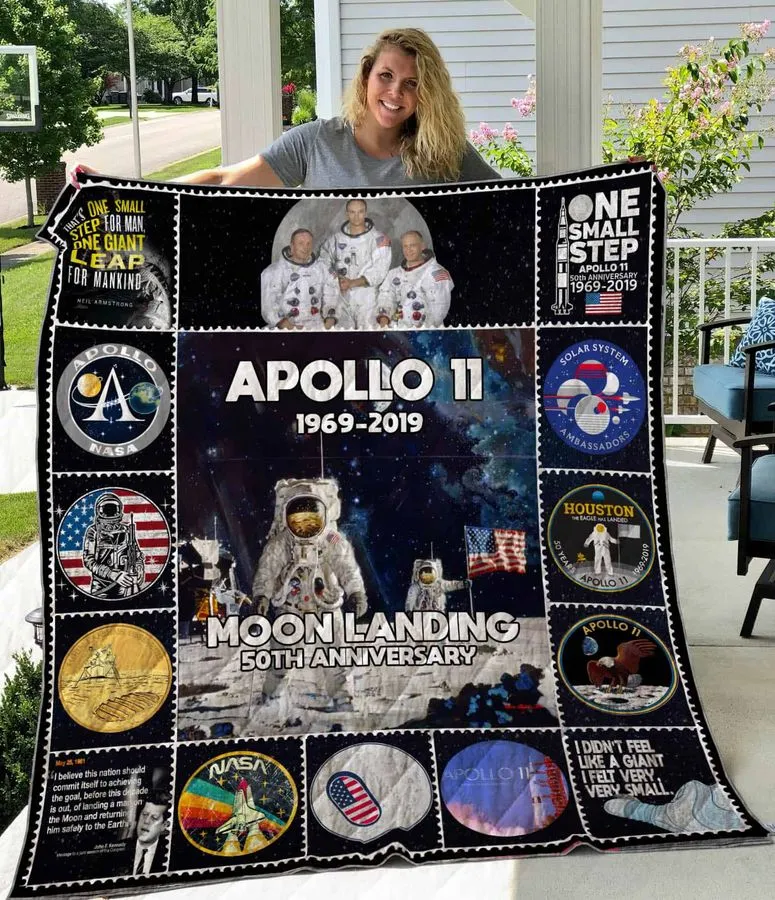 50Th Anniversary Of Apollo 11 Moon Landing Quilt Blanket