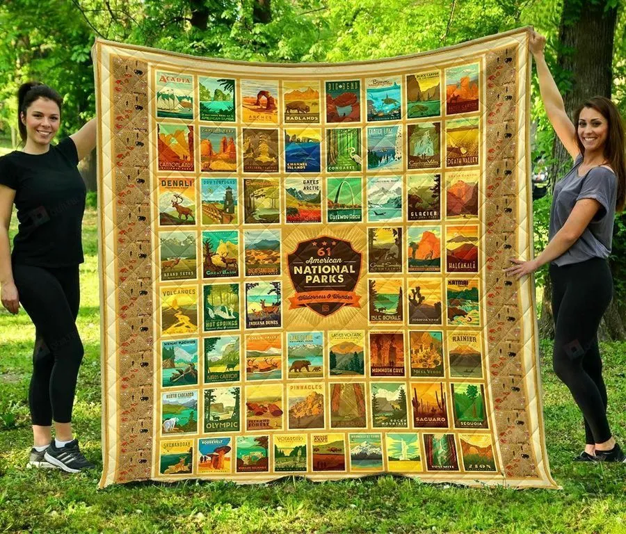 61 American National Parks Quilt Blanket, Quilt Blanket Printer In Us New
