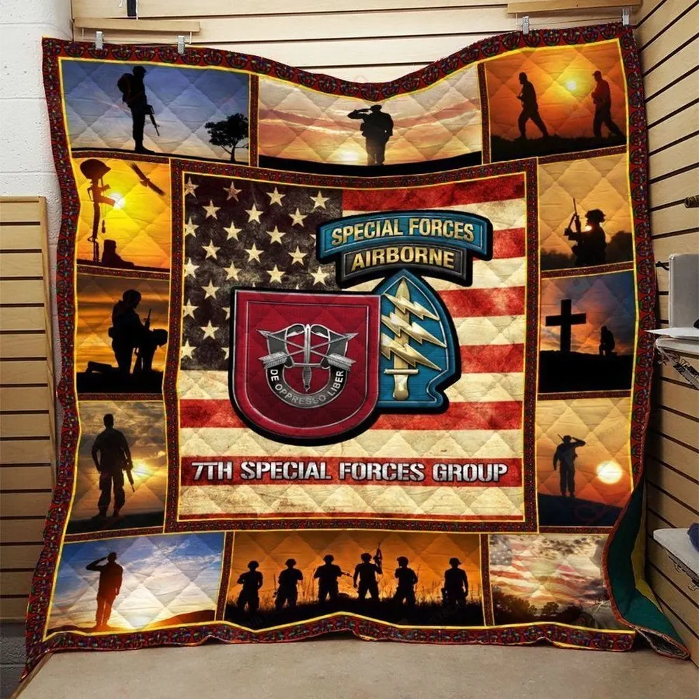7Th Special Forces Group Airborne Quilt Blanket Great Customized Gifts For Birthday Christmas Thanksgiving Perfect Gifts For Special Forces Airborne Lover