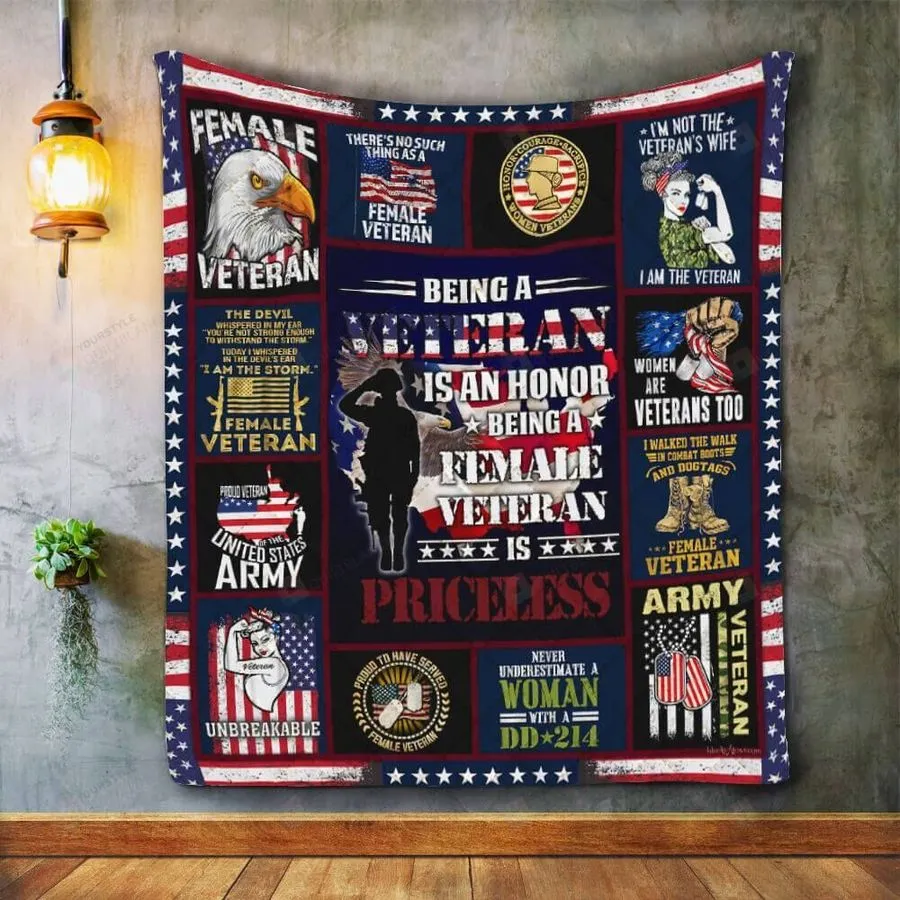 A Female Veteran Is Priceless Quilt Blanket Great Customized Blanket Gifts For Birthday Christmas Thanksgiving
