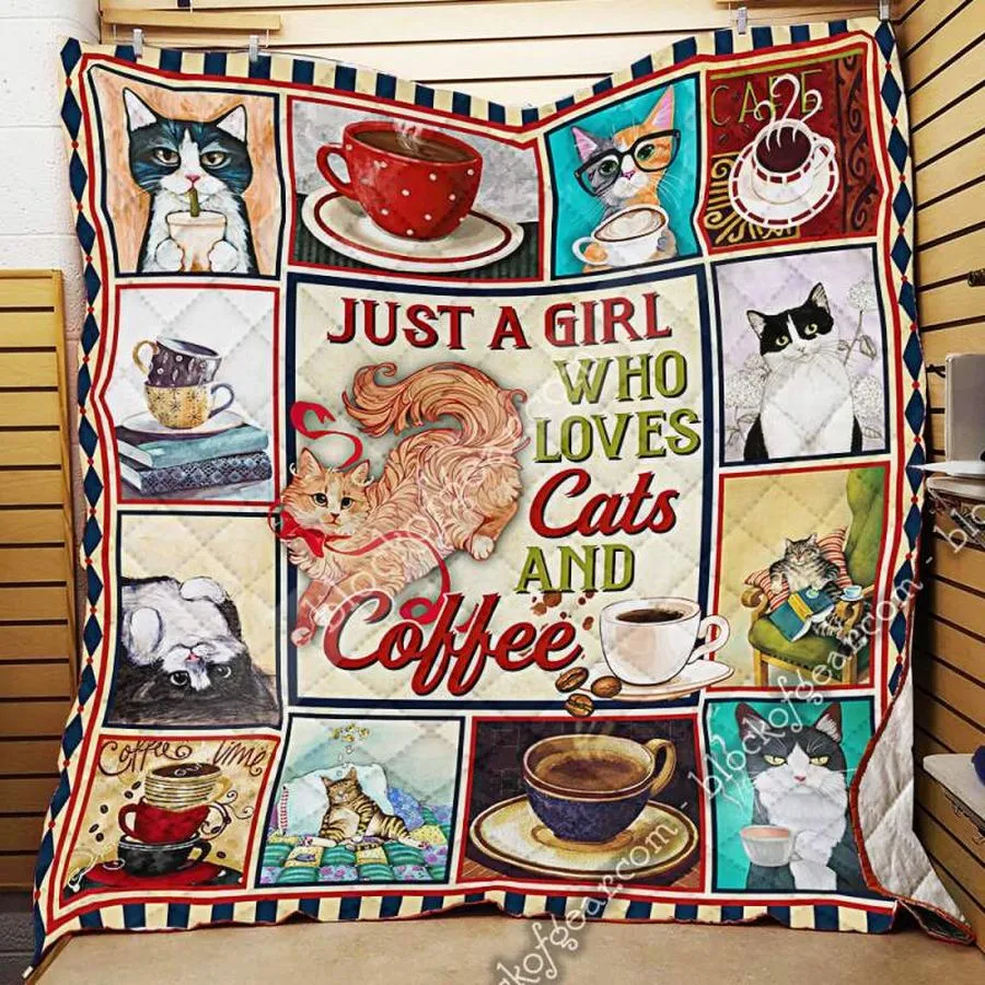 A Girl Who Loves Cats And Coffee 3D Quilt Blanket