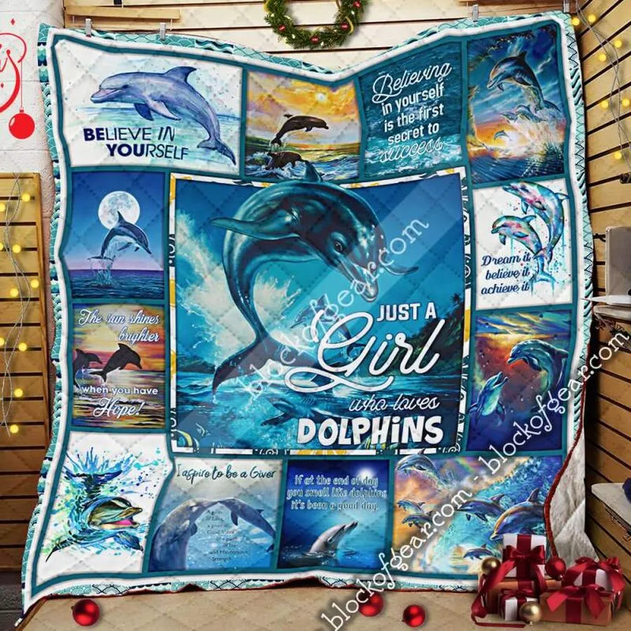 A Girl Who Loves Dolphins 3D Quilt Blanket