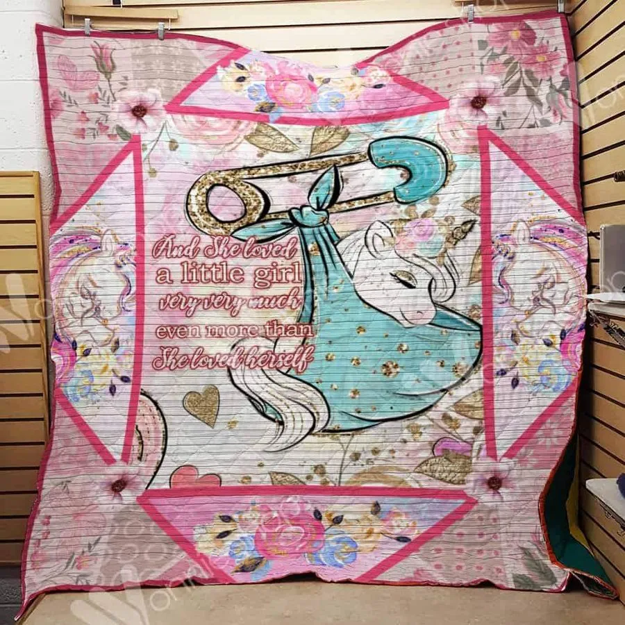 A Little Girl Unicorn 3D Customized Quilt Blanket