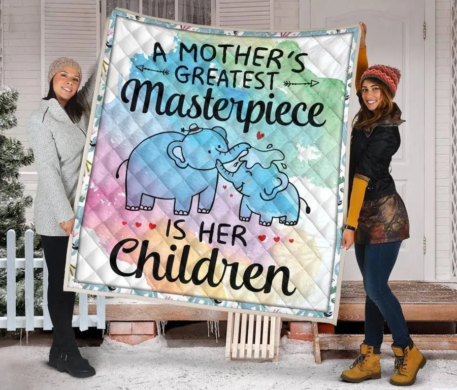 A Mother's Masterpiece Is Children Elephant Mom 3D Customized Quilt