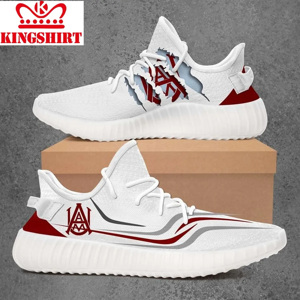 Alabama Am Bulldogs Ncaa Yeezy White Shoes Sport Sneakers   Yeezy Shoes