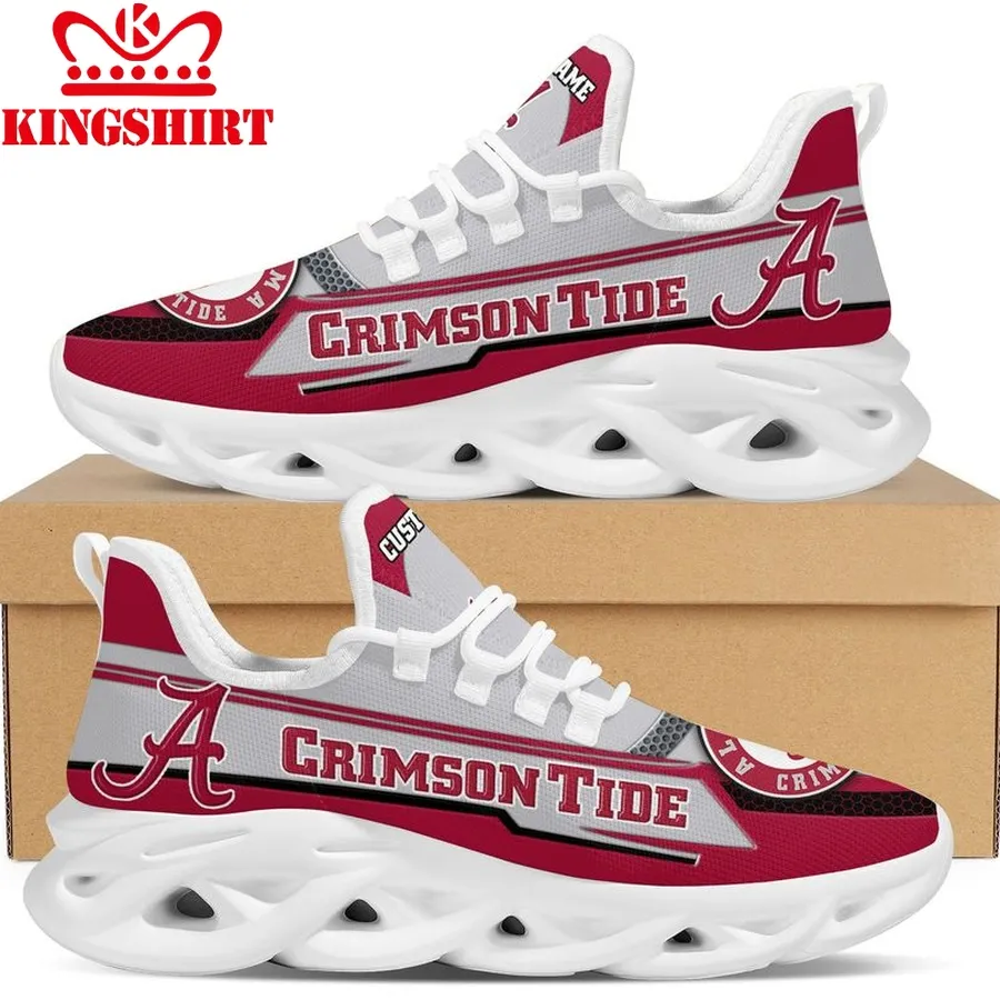 Alabama Crimson Tide Football Team Symbol Geometric Pattern Custom Name Personalized Max Soul Sneakers