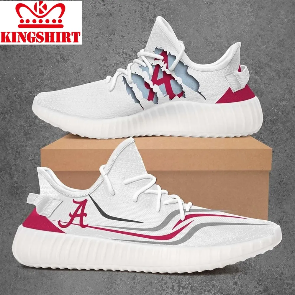 Alabama Crimson Tide Ncaa Yeezy White Shoes Sport Sneakers   Yeezy Shoes
