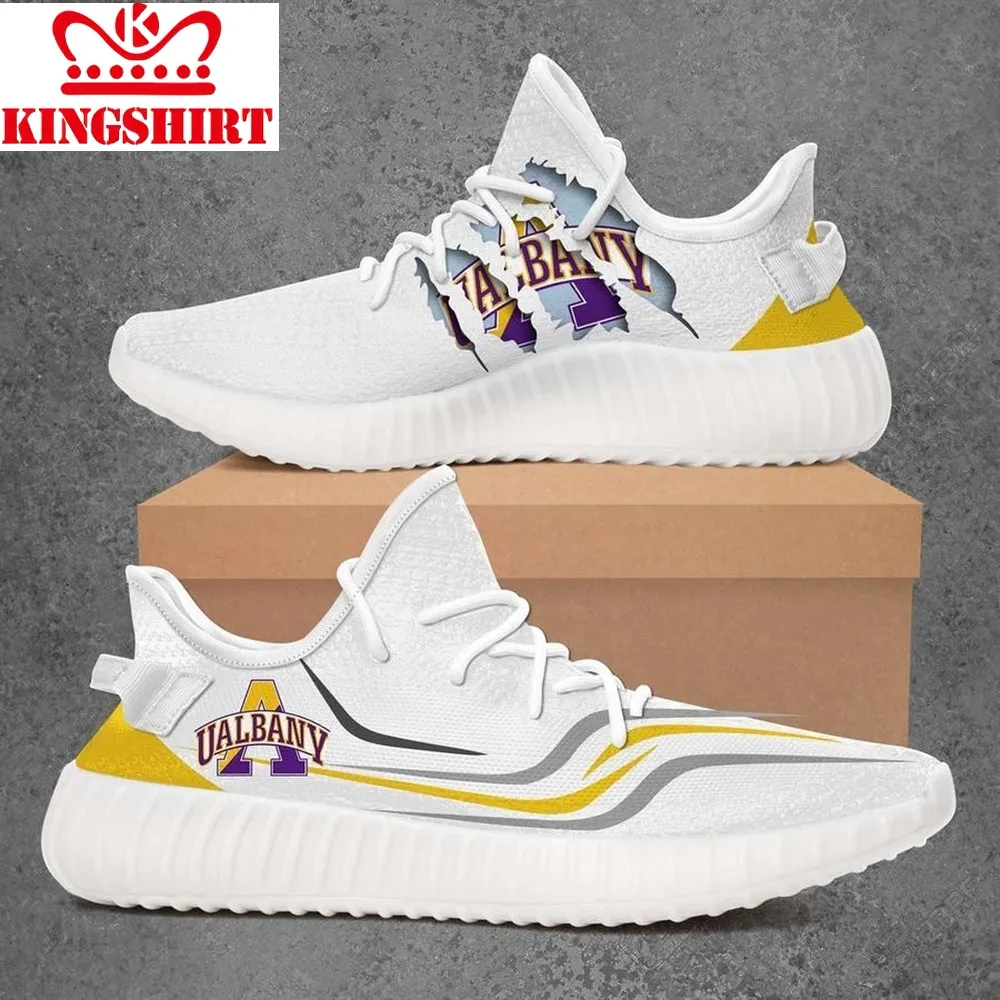 Albany Great Danes Ncaa Yeezy White Shoes Sport Sneakers   Yeezy Shoes