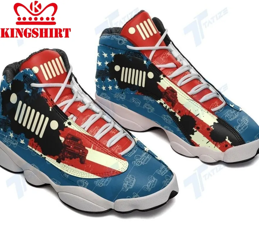 America Flag Jeep Air Jordan 13 Sneakers Shoes Sport