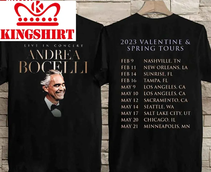 Andrea Bocelli 2023 Valentine And Spring Tours Unisex T Shirt