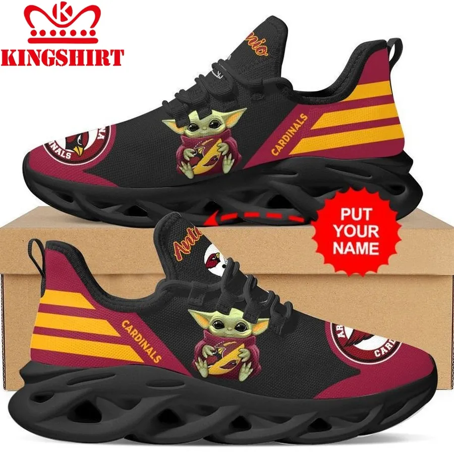 Arizona Cardinals Baby Yoda Hug Custom Name Personalized Max Soul Sneakers Running Sports Shoes