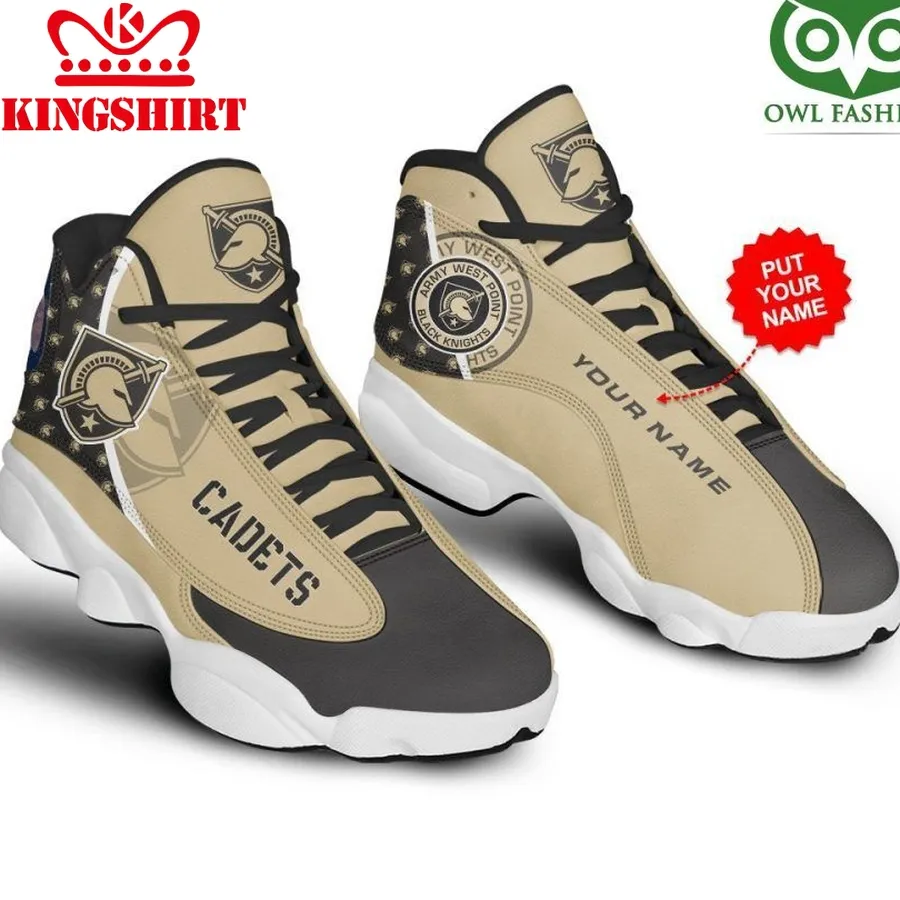 Army Black Knights Air Jordan 13 Beige Sneaker Custom Name