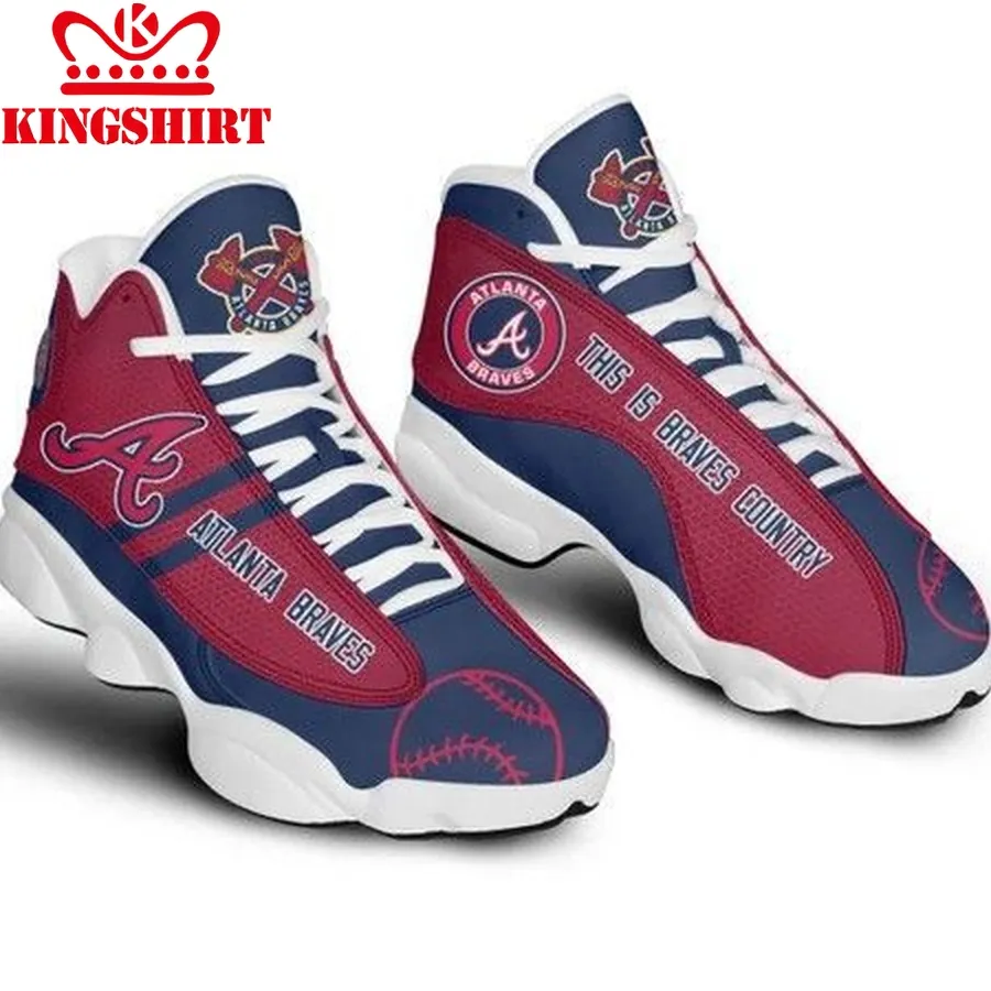 Atlanta Braves Air Jd13 Shoes Customized Sneakers Blue Red For Fan