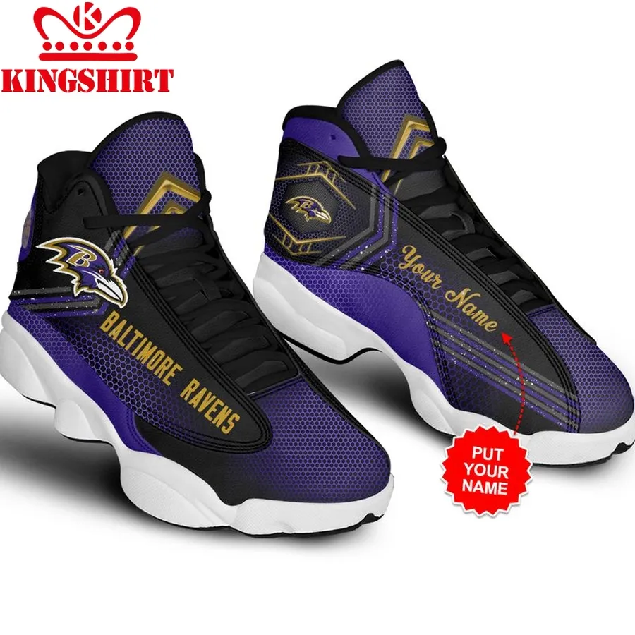 Baltimore Ravens Men's Jordan 13 Custom Name Personalized Shoes