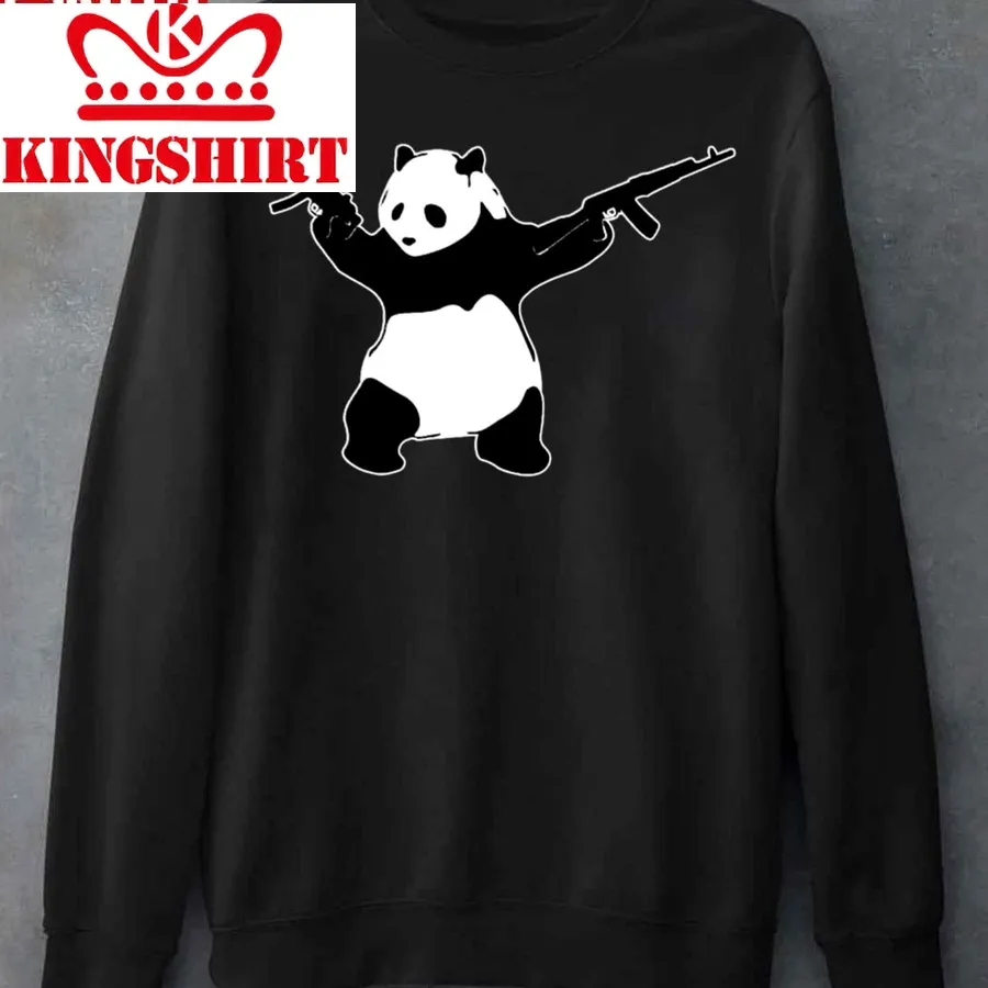 Banksy's Panda Holding Assault Rifles Unisex Sweatshirt