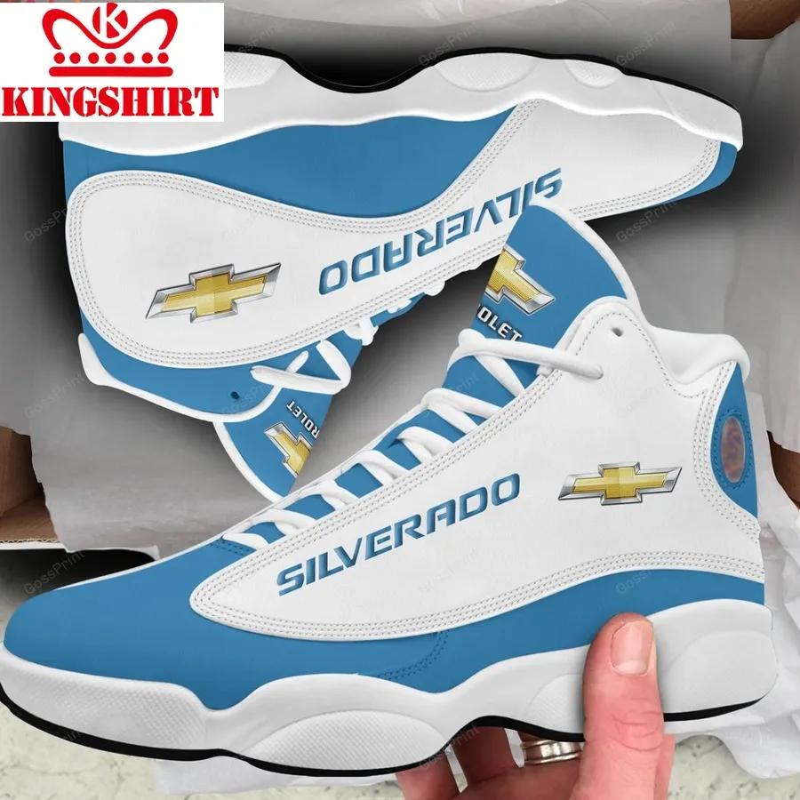 Best Chevrolet Silverado Air Jordan 13 Blue White Shoes, Sneaker All Over Printed