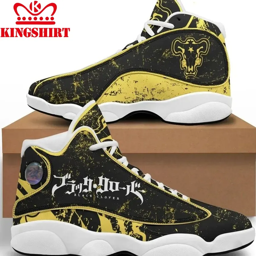 Black Clover Bulls High Cut Sneakers Sneakers Air Jordan 13 Sneaker Jd13 Sneakers Personalized Shoes Design