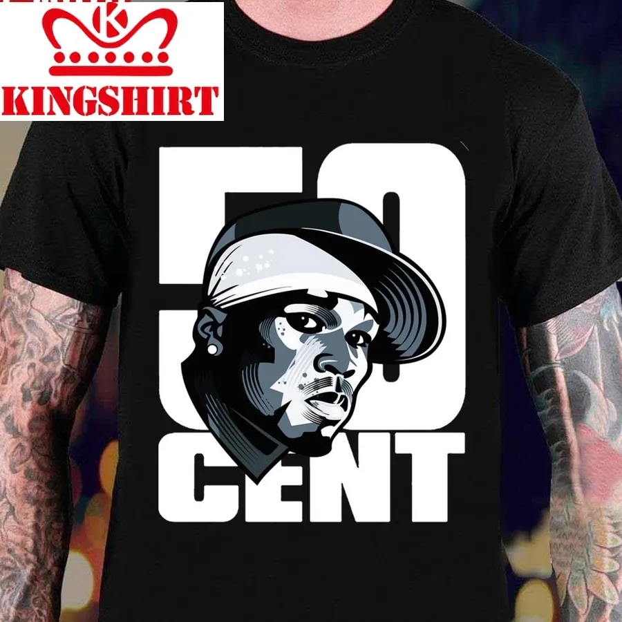 Black N White Vector Art Of 50 Cent Unisex T Shirt