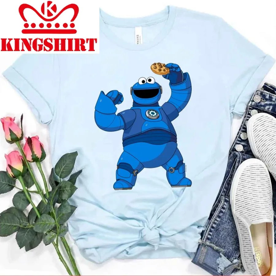 Blue Friend Sesame Street Mecha Builders Cookie Monster Toddler Unisex T Shirt