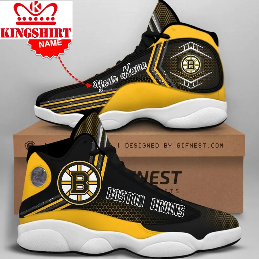 Boston Bruins Men's Jordan 13 Custom Name Personalized Shoes