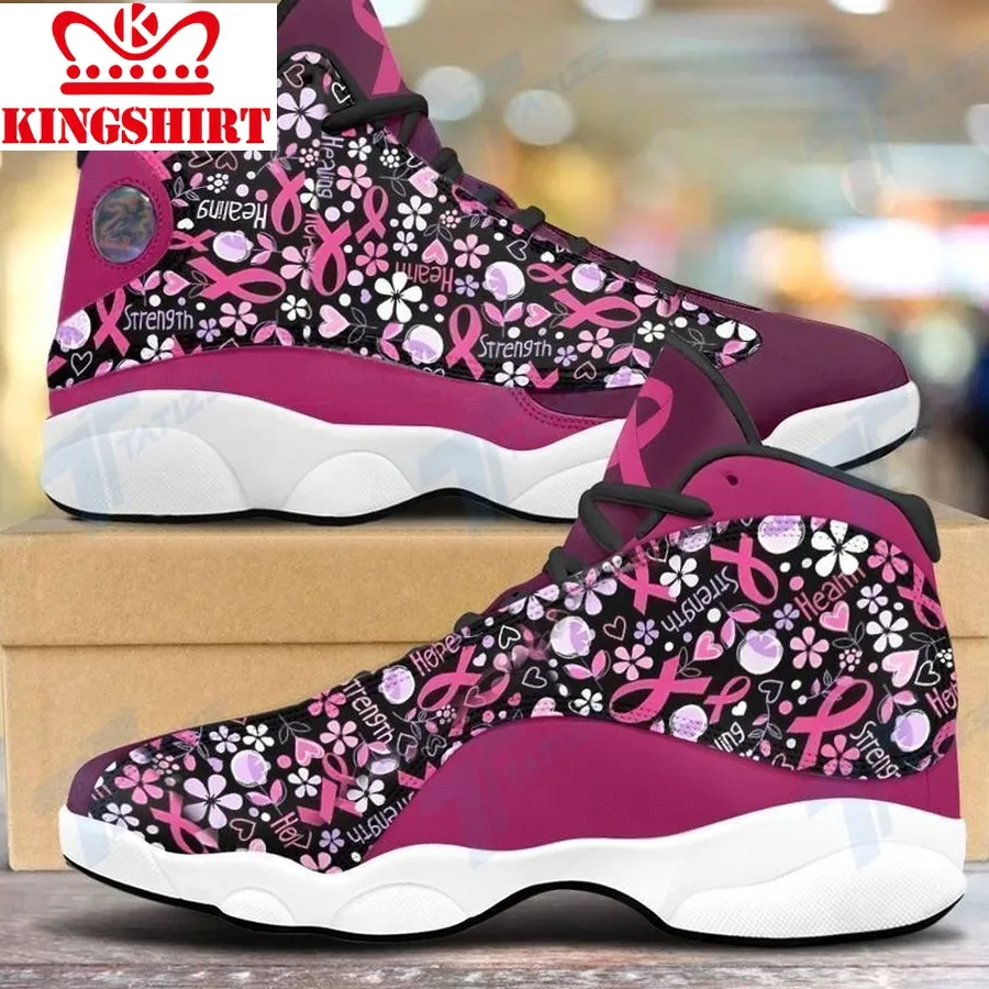 Breast Cancer Flower Pattern Air Jordan 13 Sneakers Jd13 Xiii Shoes Sport Jd13 Sneakers Personalized Shoes Design