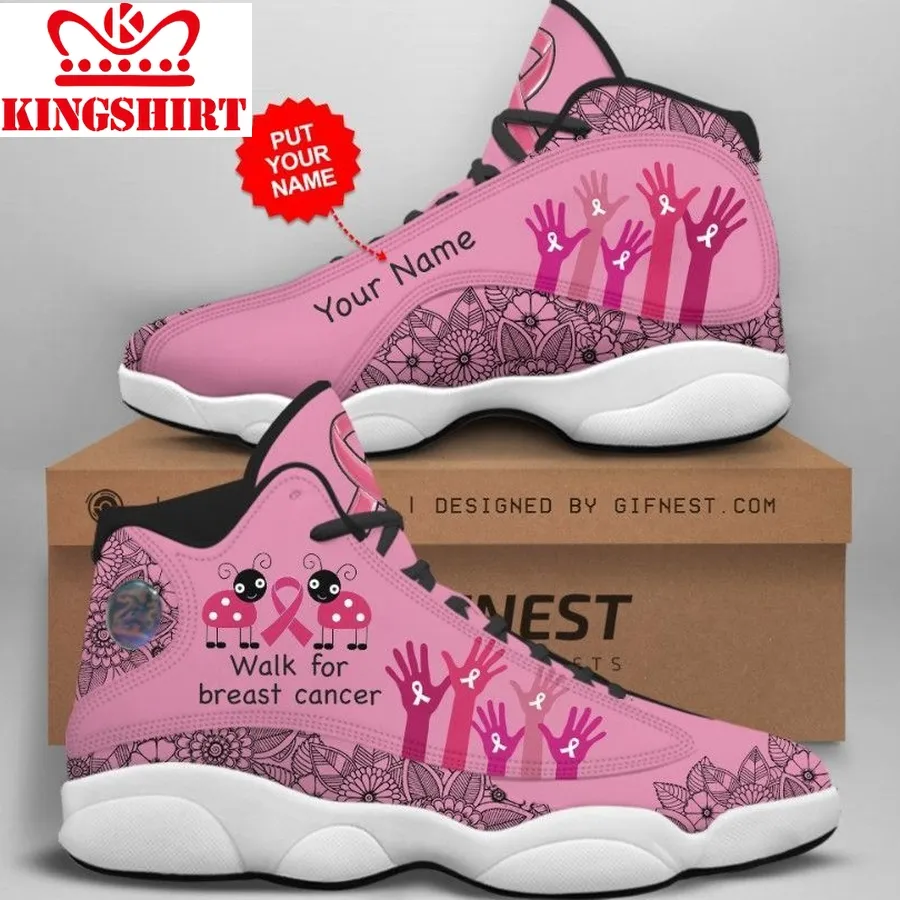 Breast Cancer Men's Jordan 13 Custom Name Personalized Shoes