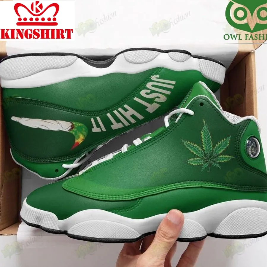 Cannabinoid  Green Weed Smoke Nike Just Hit It Air Jordan 13 Sneaker