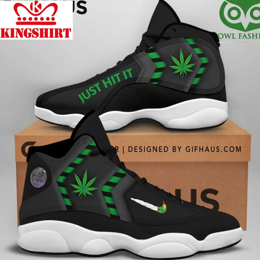 Cannabinoid Nike Weed Just Hit It Green Logo Air Jordan 13 Sneakers
