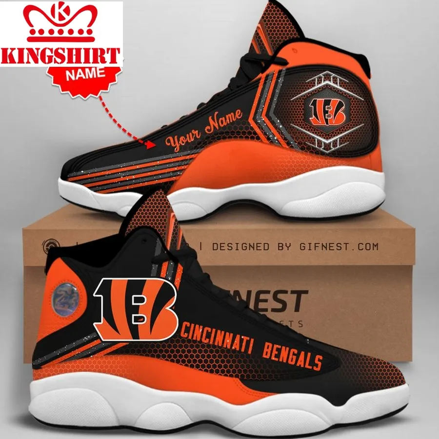 Cincinnati Bengals Men's Jordan 13 Custom Name Personalized Shoes