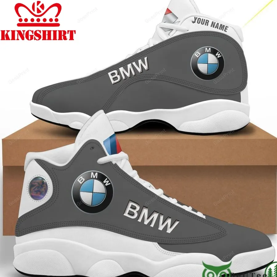 Custom Name Bmw With Logo White Gray Air Jordan 13